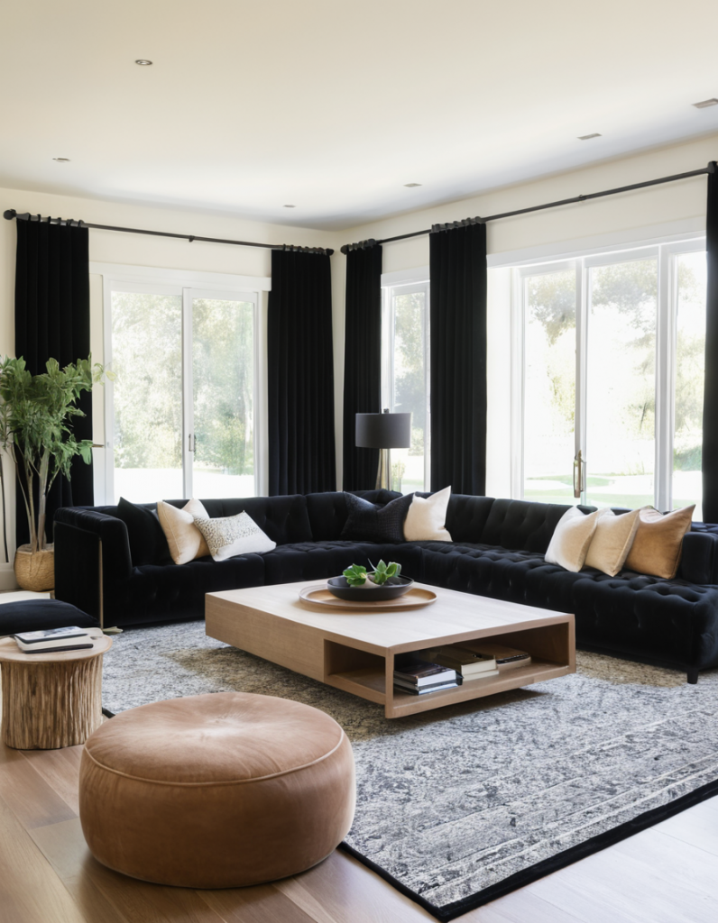 Sophisticated Shadows: 50 Unconventional Black Living Room Concepts