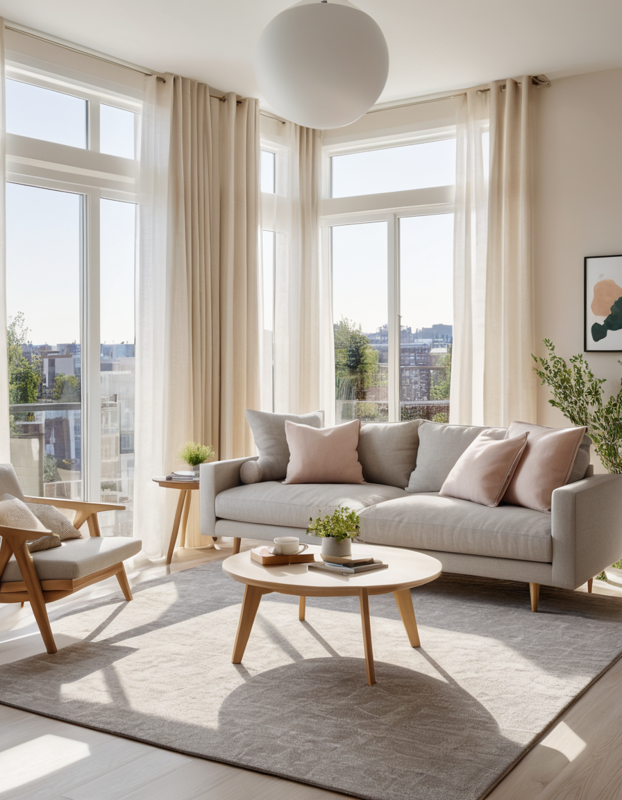 Illustration of Large Apartment Living Room Decorating With Color