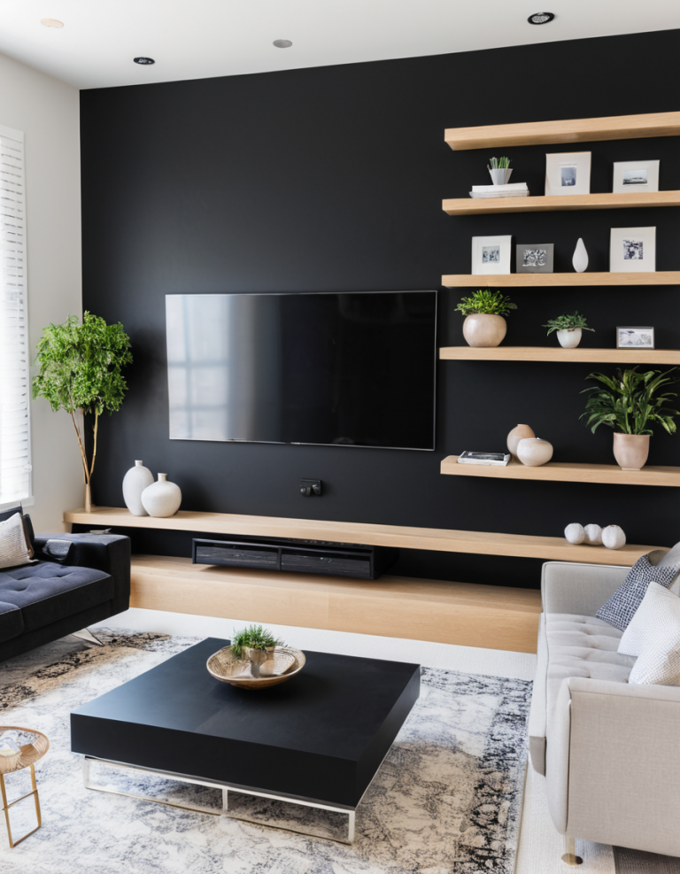 49 Black Accent Wall Ideas To Transform Your Living Room Into A Stylish ...