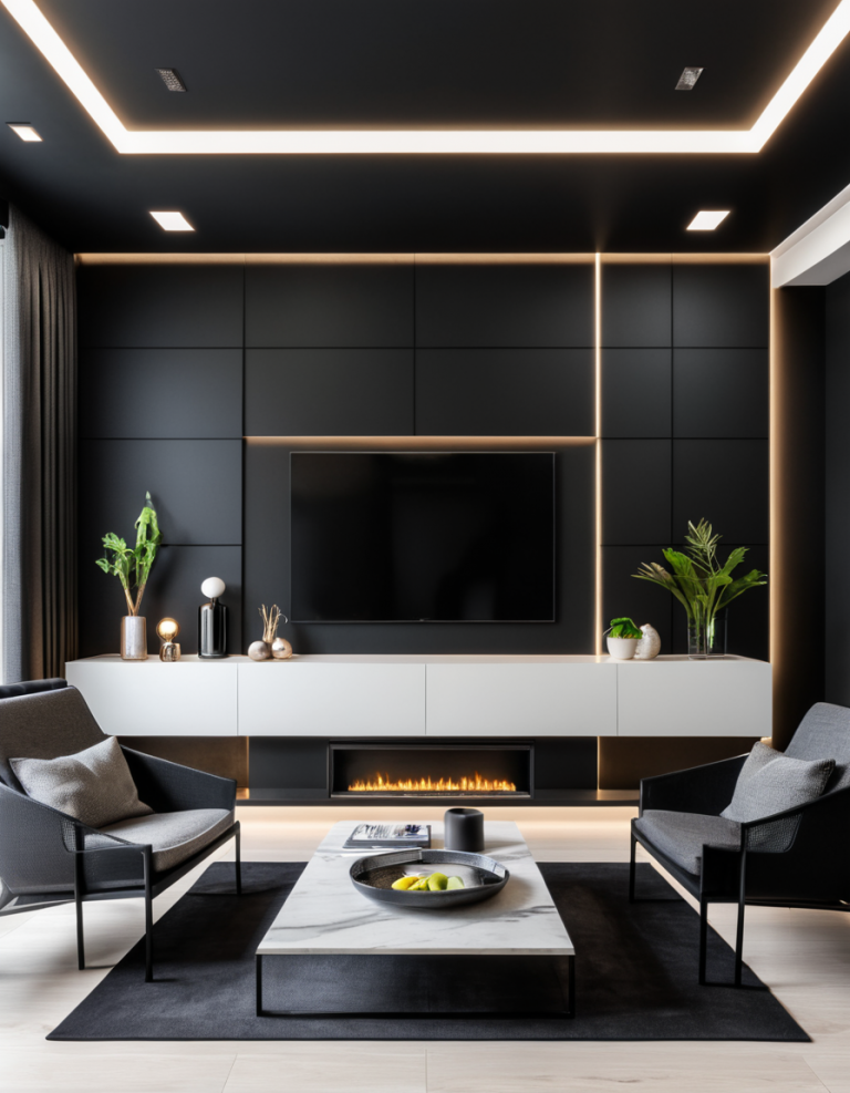 49 Black Accent Wall Ideas To Transform Your Living Room Into A Stylish ...