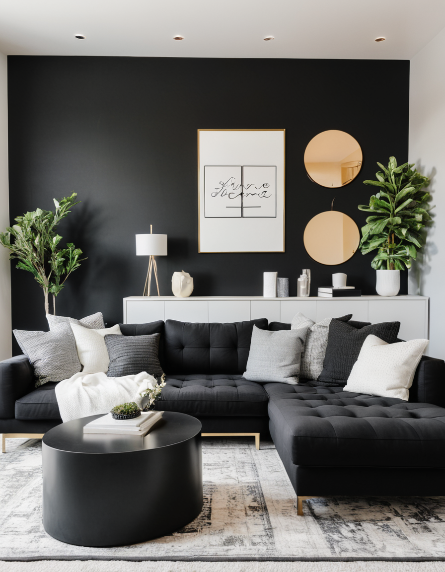 49 Black Accent Wall Ideas To Transform Your Living Room Into A Stylish ...
