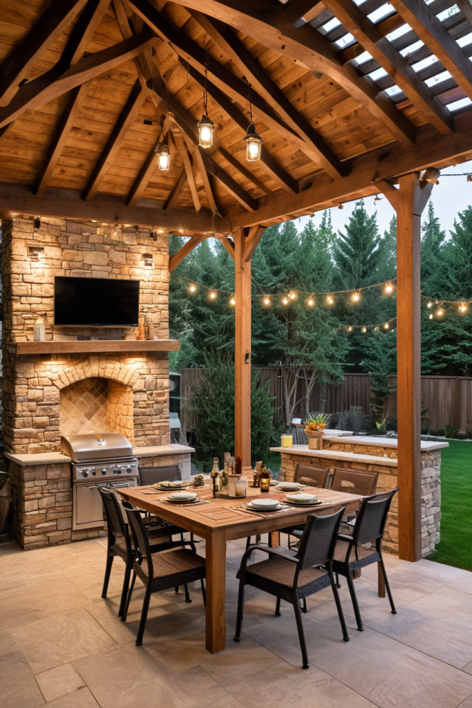 49 Stunning Outdoor BBQ Spaces With Roofs For All-Weather Grilling