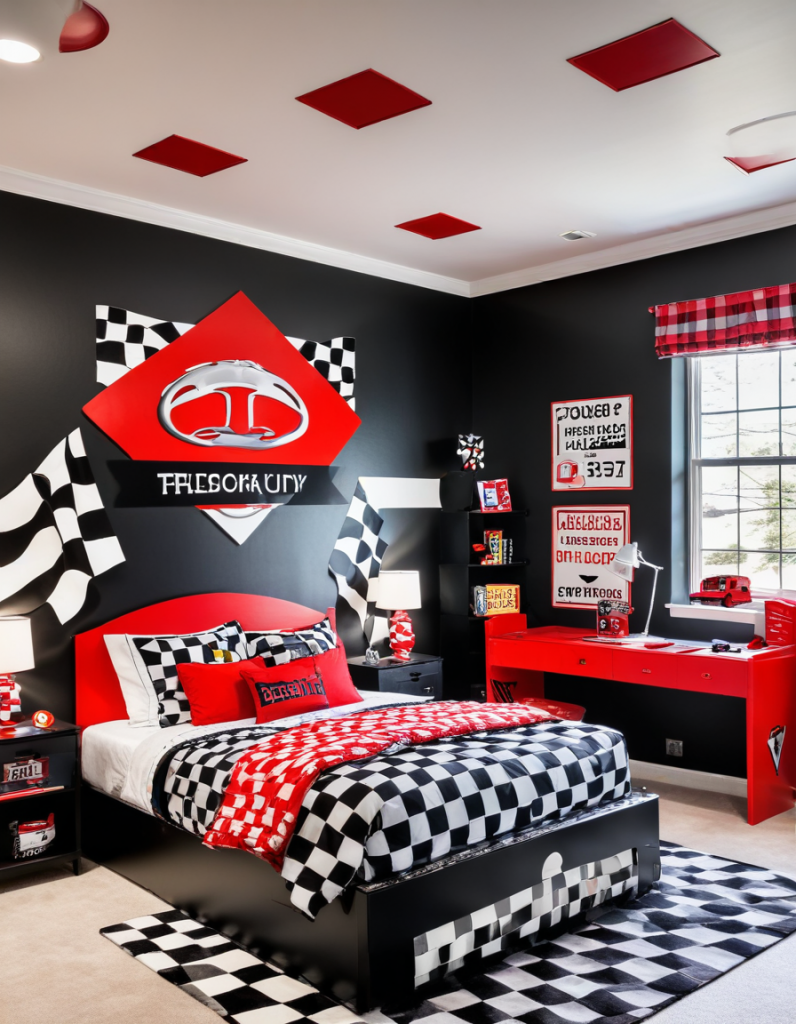 Bedroom for car racers.