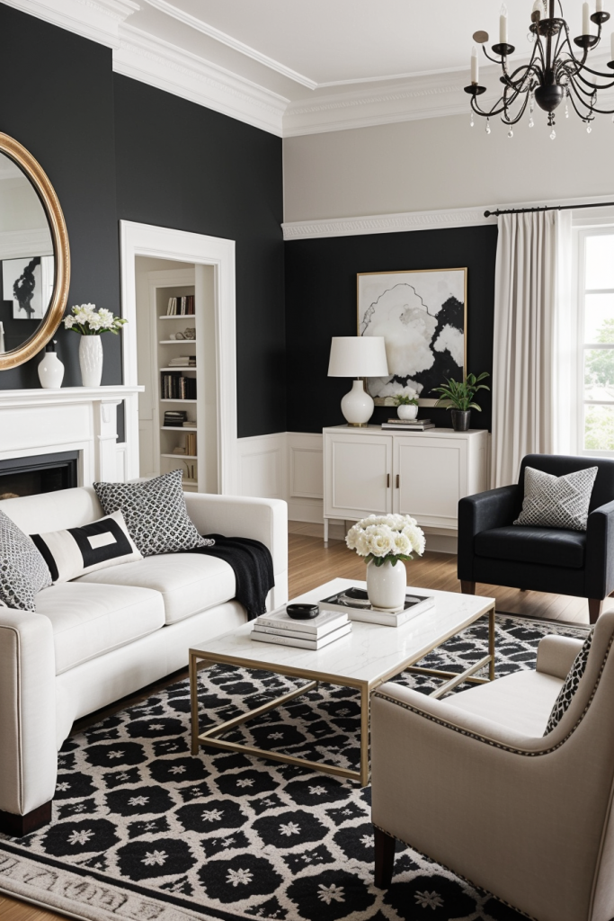 Bold Contrasts And Elegant Lines: 63 Inspiring Black And White Living Room Ideas