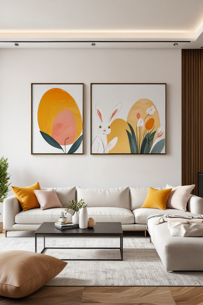 Chic And Unconventional: 69 Bold Easter Decor Ideas For Stylish Living Rooms