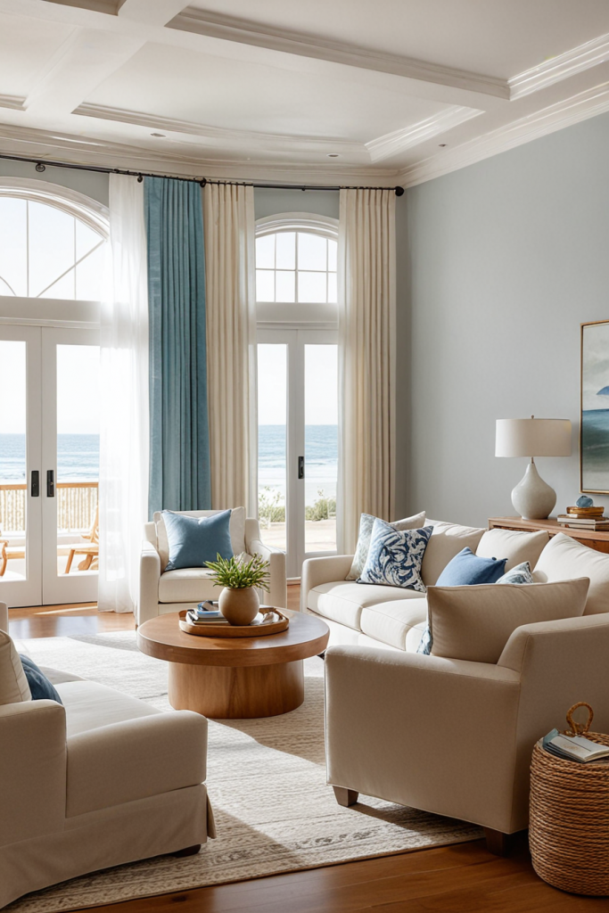 Sea Breeze Sophistication: 67 Modern Living Rooms In Coastal Style 2025