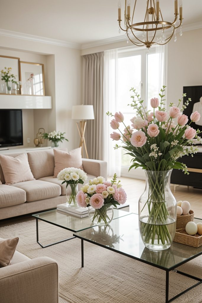 Chic And Unconventional: 69 Bold Easter Decor Ideas For Stylish Living Rooms