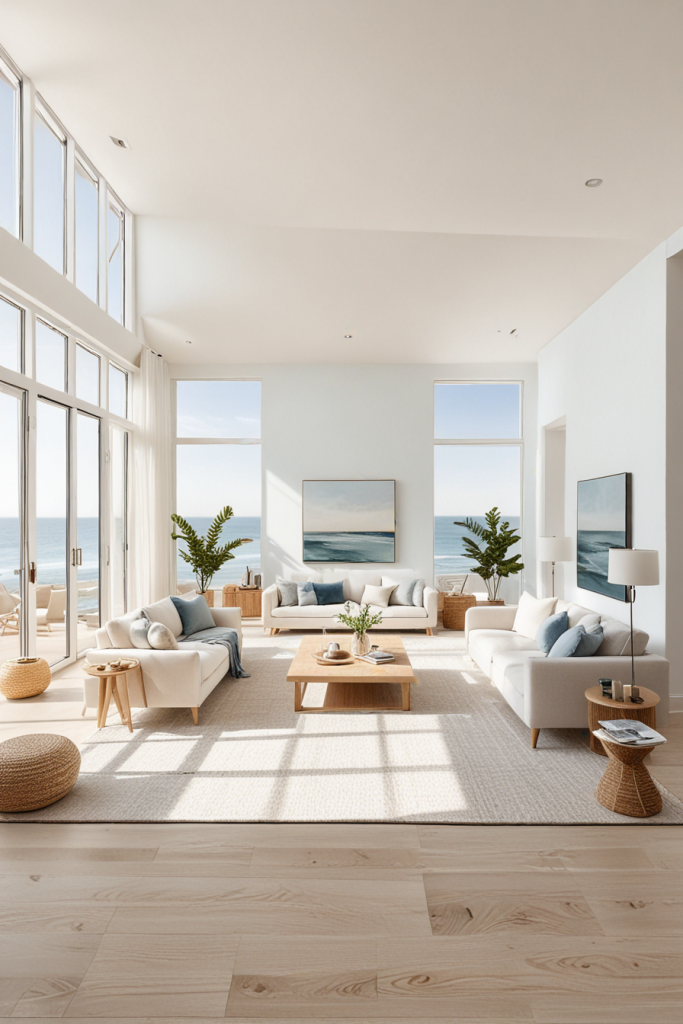 Sea Breeze Sophistication: 67 Modern Living Rooms In Coastal Style 2025