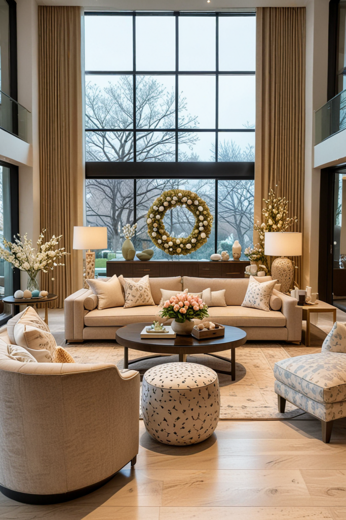 Chic And Unconventional: 69 Bold Easter Decor Ideas For Stylish Living Rooms