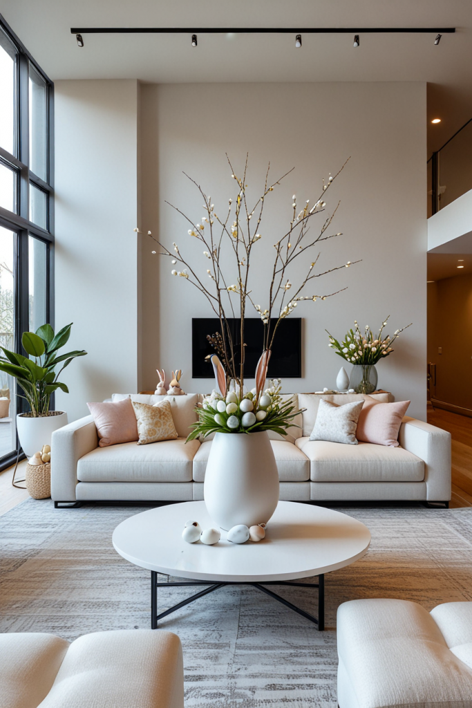 Chic And Unconventional: 69 Bold Easter Decor Ideas For Stylish Living Rooms