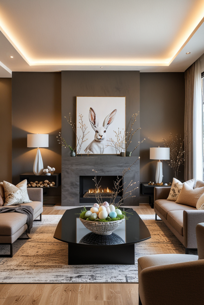 Chic And Unconventional: 69 Bold Easter Decor Ideas For Stylish Living Rooms