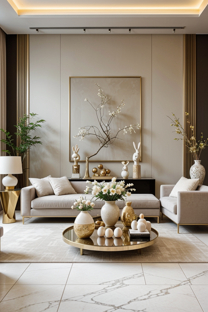 Chic And Unconventional: 69 Bold Easter Decor Ideas For Stylish Living Rooms