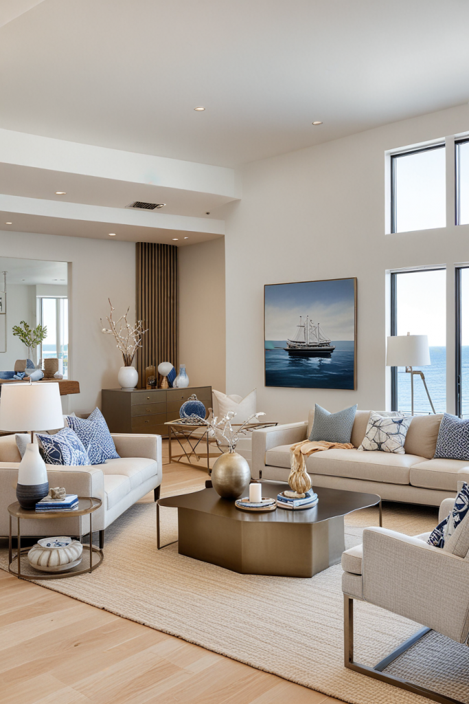 Sea Breeze Sophistication: 67 Modern Living Rooms In Coastal Style 2025