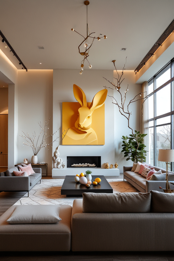 Chic And Unconventional: 69 Bold Easter Decor Ideas For Stylish Living Rooms