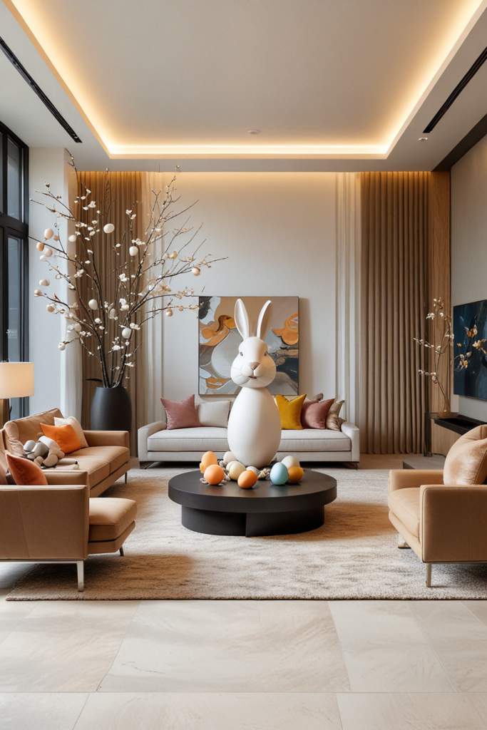 Chic And Unconventional: 69 Bold Easter Decor Ideas For Stylish Living Rooms