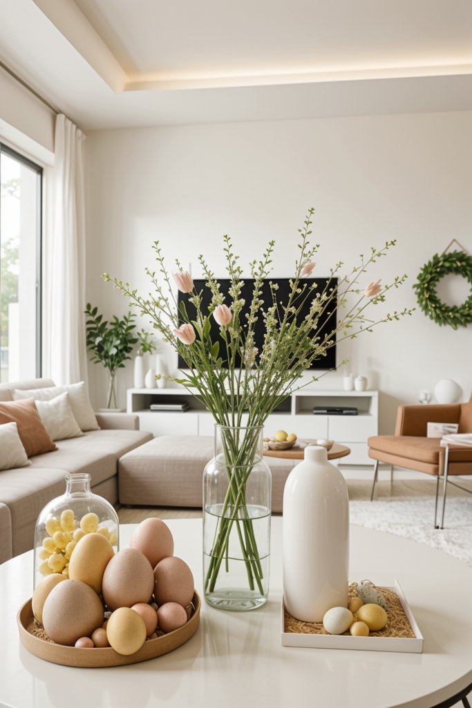 Chic And Unconventional: 69 Bold Easter Decor Ideas For Stylish Living Rooms