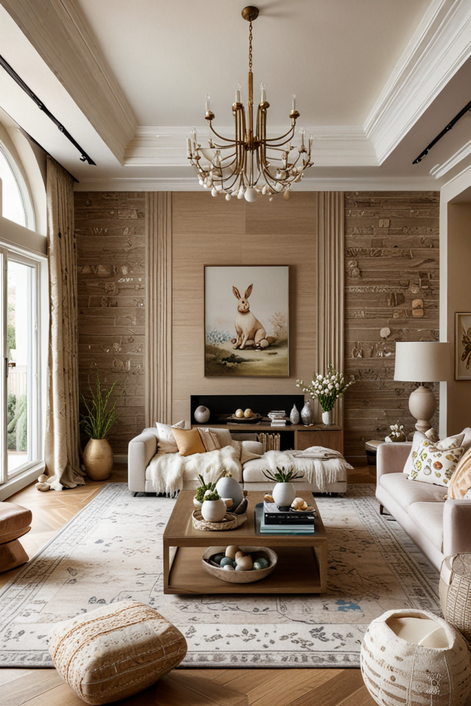 Chic And Unconventional: 69 Bold Easter Decor Ideas For Stylish Living Rooms