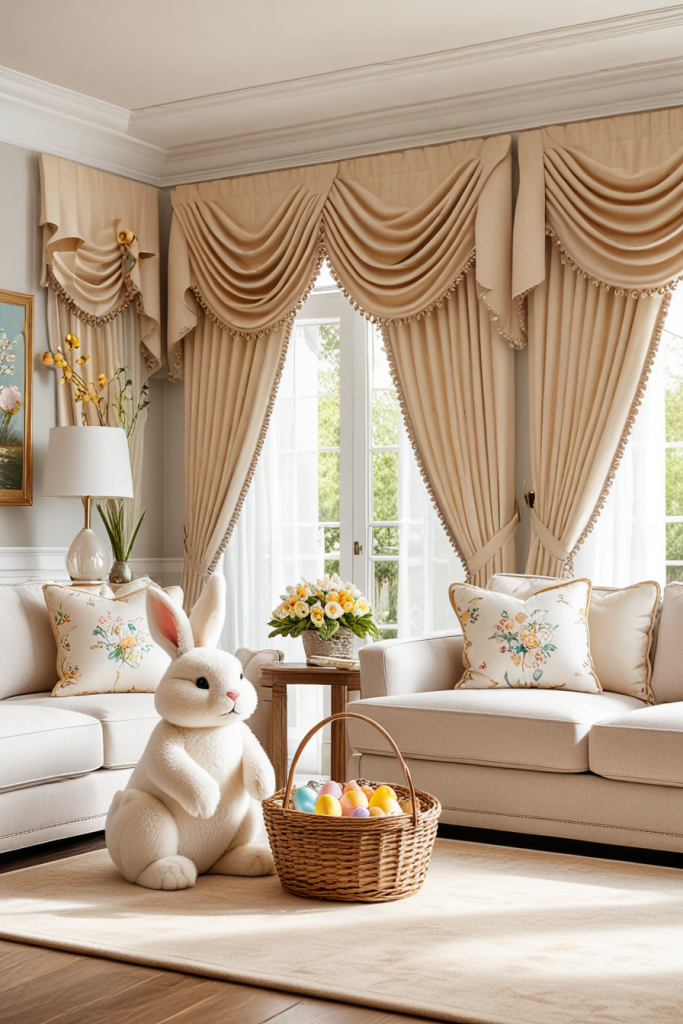 Chic And Unconventional: 69 Bold Easter Decor Ideas For Stylish Living Rooms