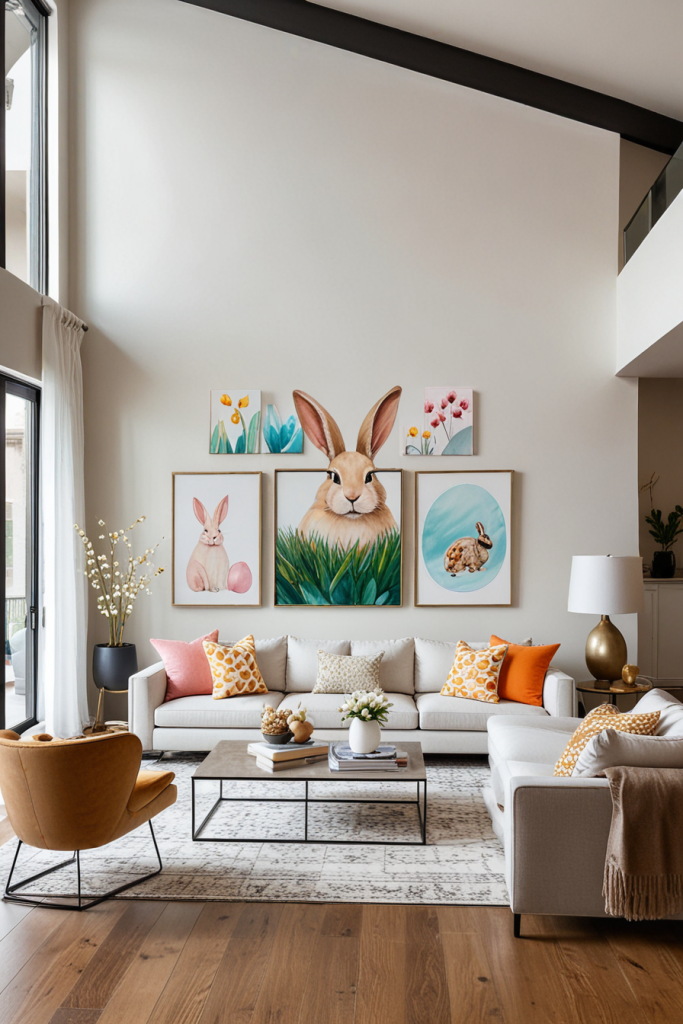 Chic And Unconventional: 69 Bold Easter Decor Ideas For Stylish Living Rooms