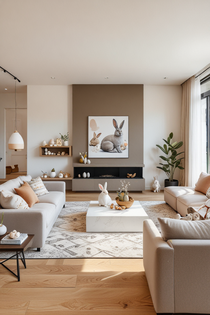 Chic And Unconventional: 69 Bold Easter Decor Ideas For Stylish Living Rooms