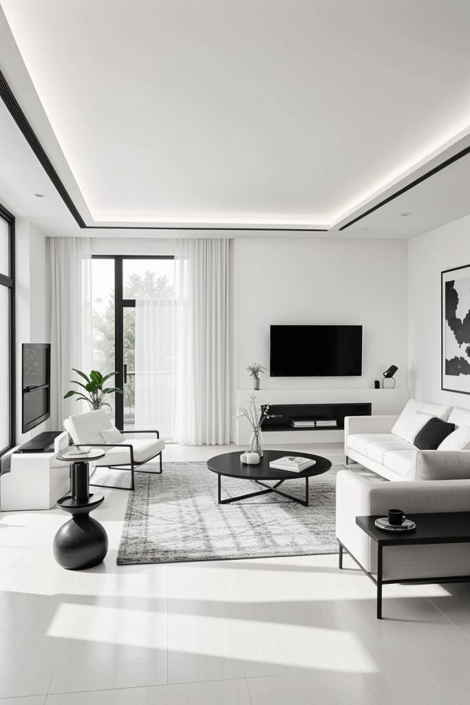 Bold Contrasts And Elegant Lines: 63 Inspiring Black And White Living Room Ideas