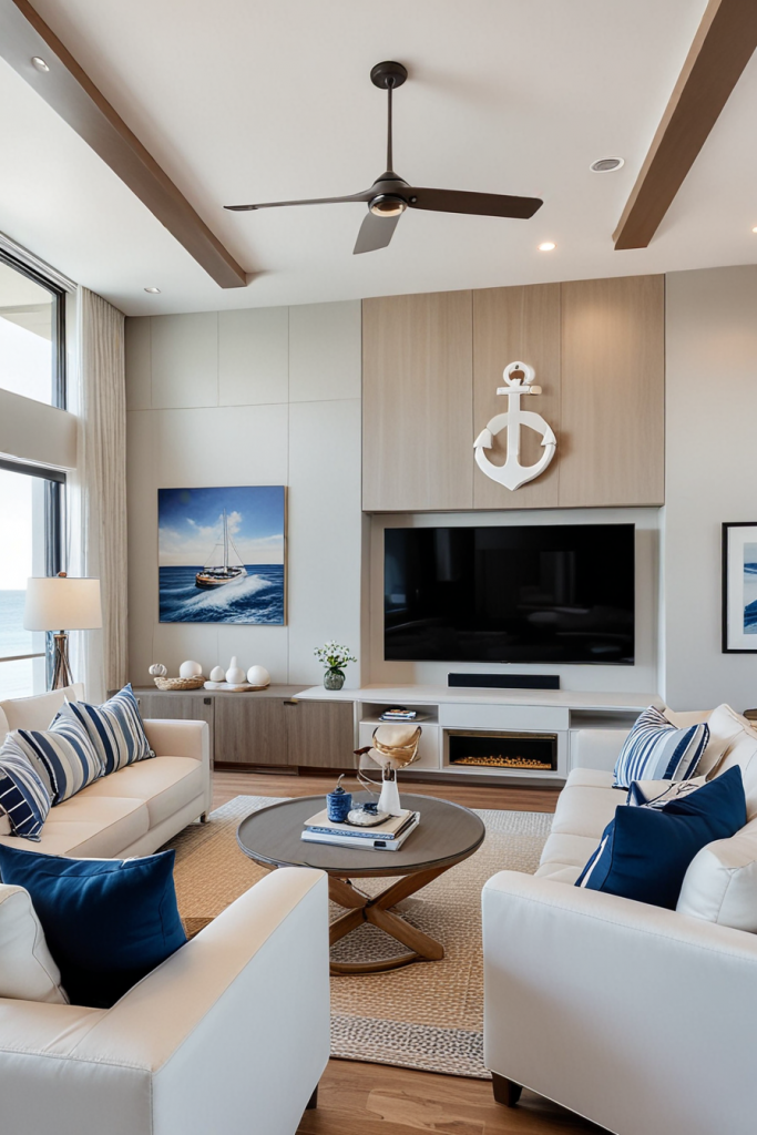 Sea Breeze Sophistication: 67 Modern Living Rooms In Coastal Style 2025