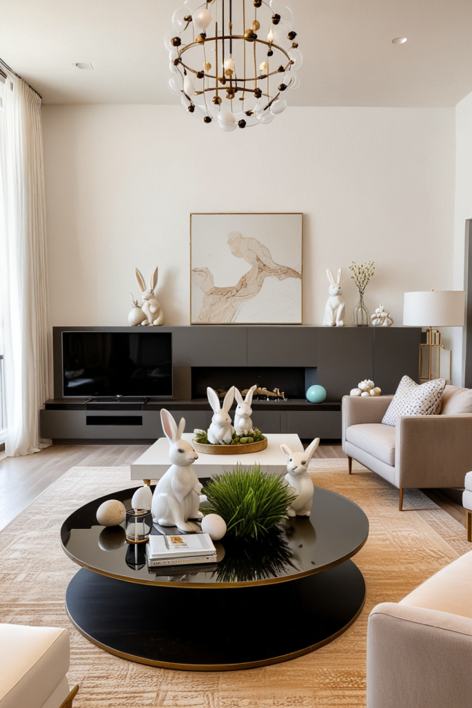 Chic And Unconventional: 69 Bold Easter Decor Ideas For Stylish Living Rooms