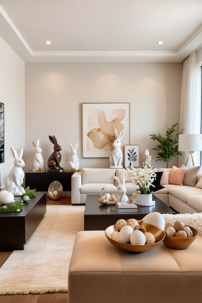 Chic And Unconventional: 69 Bold Easter Decor Ideas For Stylish Living Rooms