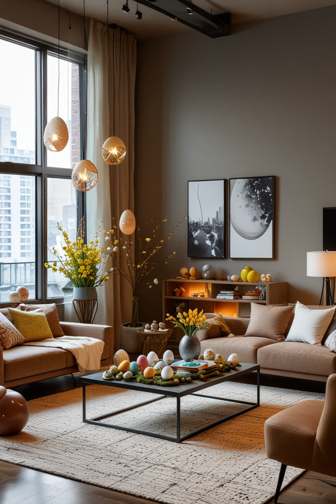 Chic And Unconventional: 69 Bold Easter Decor Ideas For Stylish Living Rooms