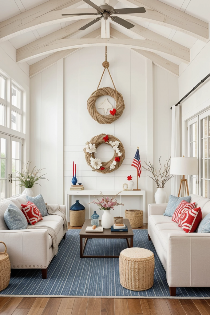 Red, White, And Beachy: 63 Breezy Coastal Living Rooms Decked For The Fourth