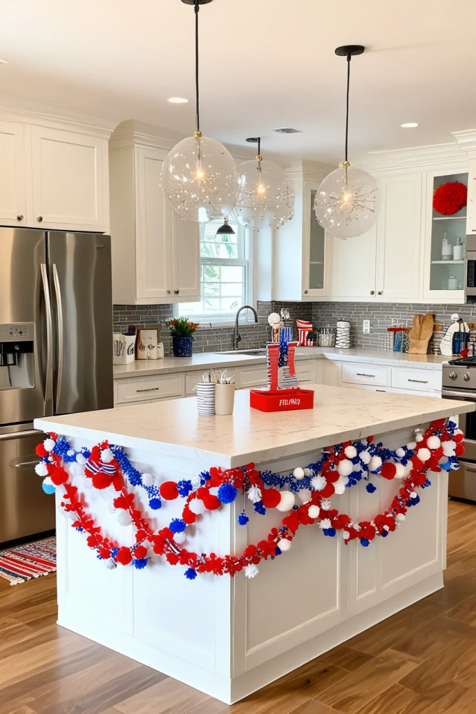 Fireworks At The Heart Of The Home: 63 Festive Kitchen Island Decorations For Independence Day