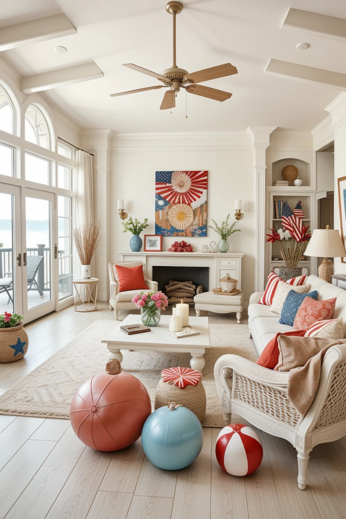 Red, White, And Beachy: 63 Breezy Coastal Living Rooms Decked For The Fourth