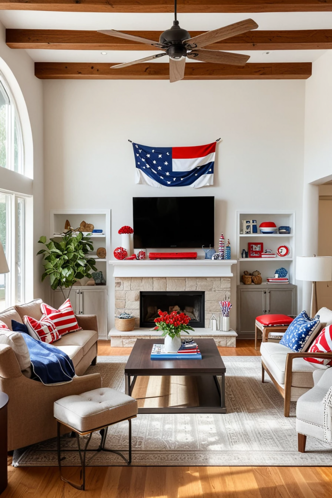 Living Loud in Liberty: 61 Unconventional Americana Decor Ideas for the 4th of July Living Room