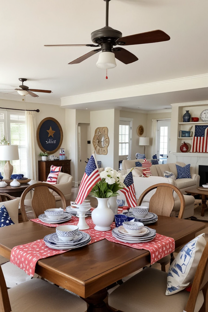 Patriotic Charm Meets Retro Comfort: 65 Vintage-Inspired 4th Of July Living Room Ideas