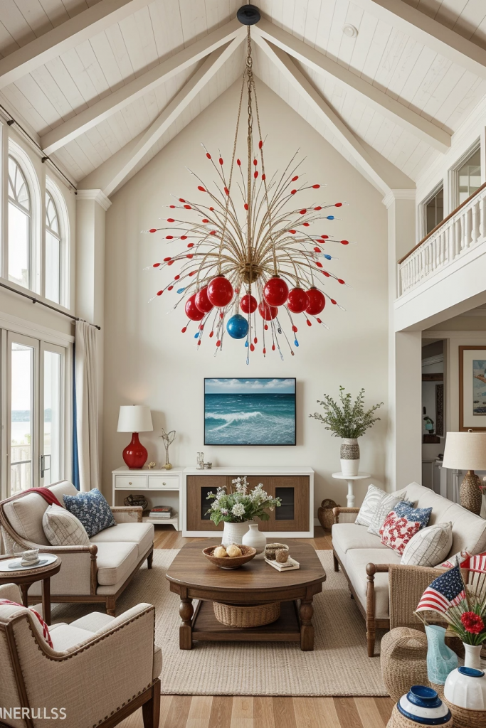 Red, White, And Beachy: 63 Breezy Coastal Living Rooms Decked For The Fourth