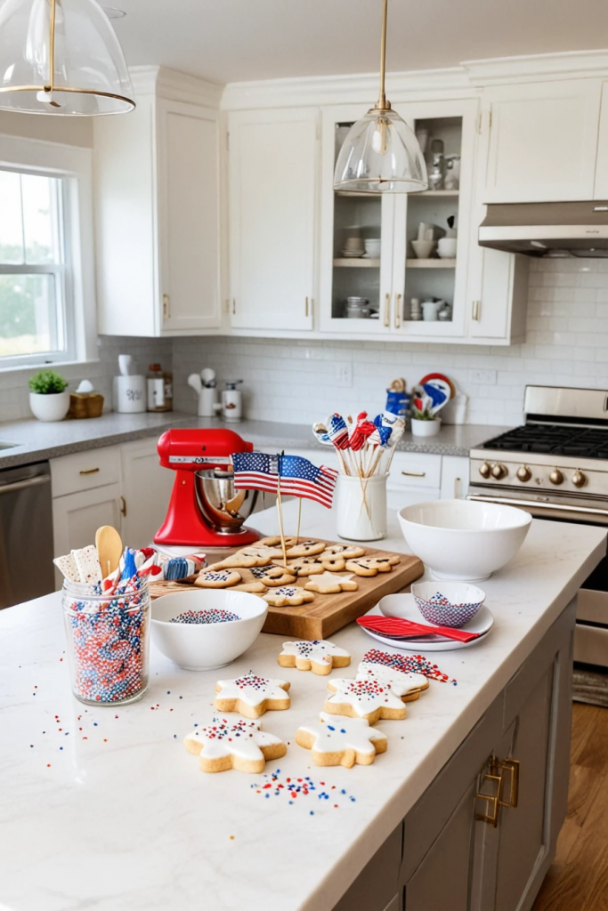 Fireworks At The Heart Of The Home: 63 Festive Kitchen Island Decorations For Independence Day