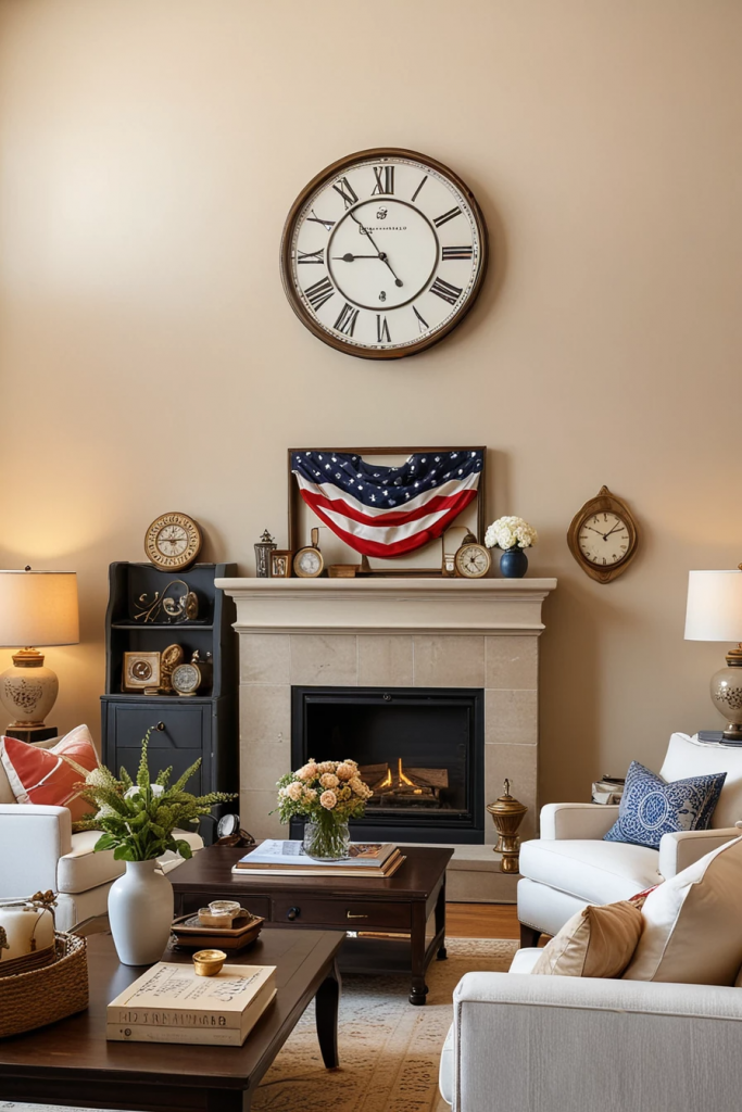 Patriotic Charm Meets Retro Comfort: 65 Vintage-Inspired 4th Of July Living Room Ideas