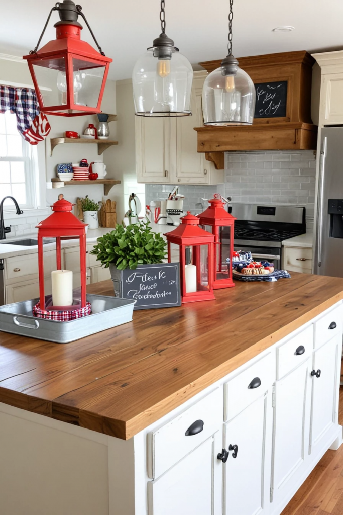 Fireworks At The Heart Of The Home: 63 Festive Kitchen Island Decorations For Independence Day