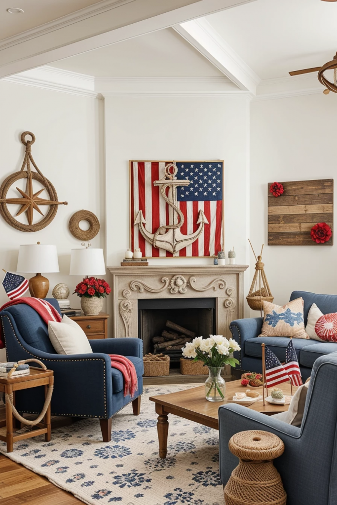 Red, White, And Beachy: 63 Breezy Coastal Living Rooms Decked For The Fourth