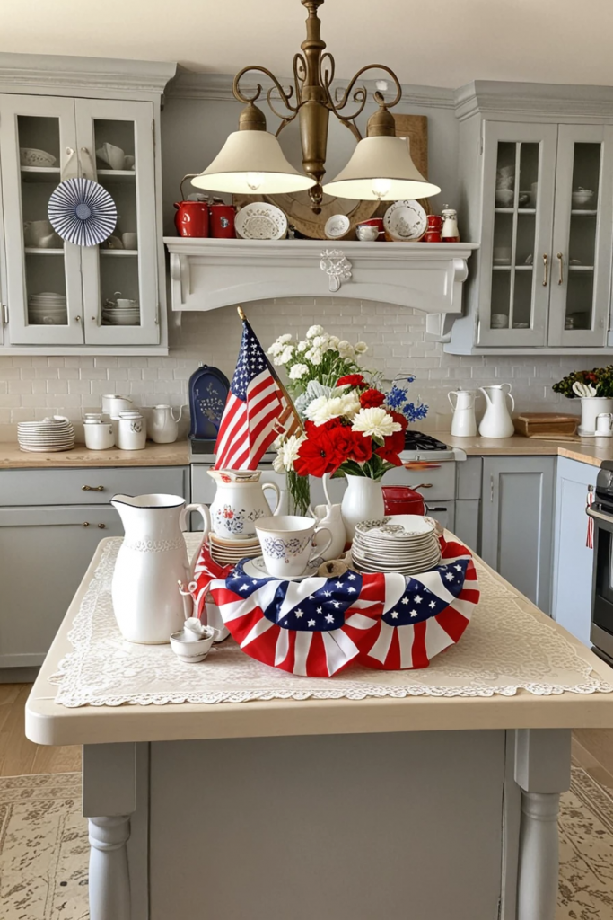 Fireworks At The Heart Of The Home: 63 Festive Kitchen Island Decorations For Independence Day