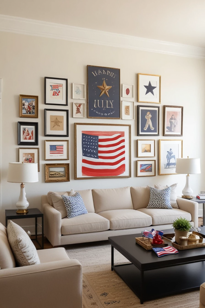 Patriotic Charm Meets Retro Comfort: 65 Vintage-Inspired 4th Of July Living Room Ideas