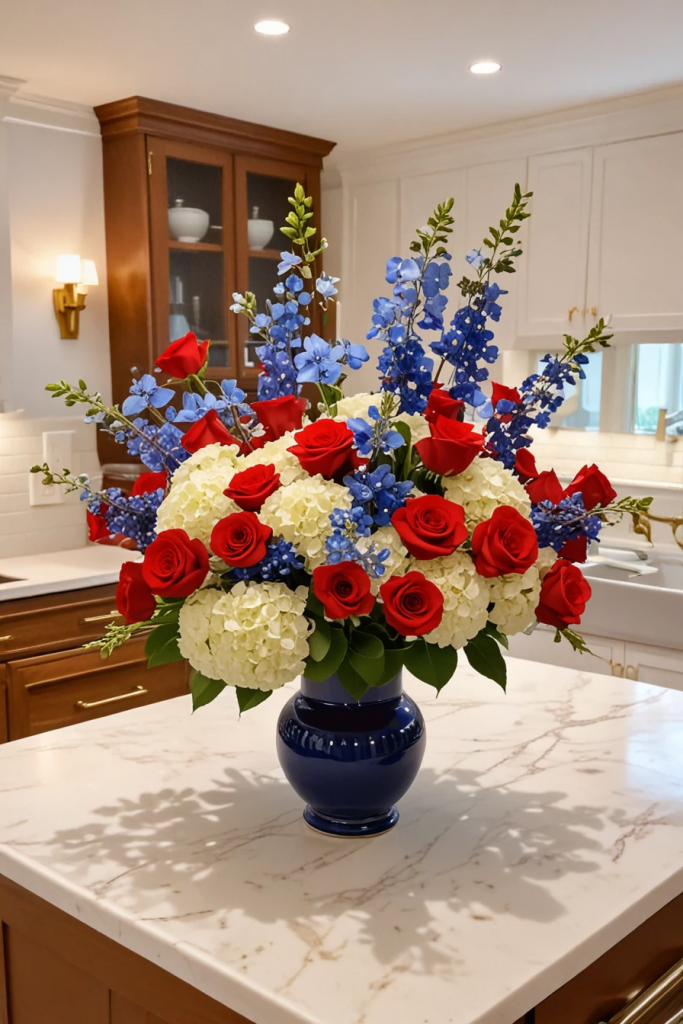 Fireworks At The Heart Of The Home: 63 Festive Kitchen Island Decorations For Independence Day