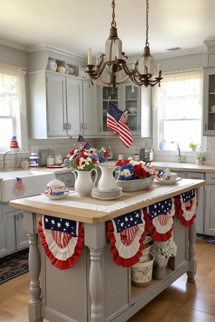 Fireworks At The Heart Of The Home: 63 Festive Kitchen Island Decorations For Independence Day