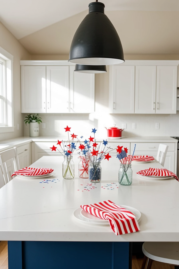 Fireworks At The Heart Of The Home: 63 Festive Kitchen Island Decorations For Independence Day