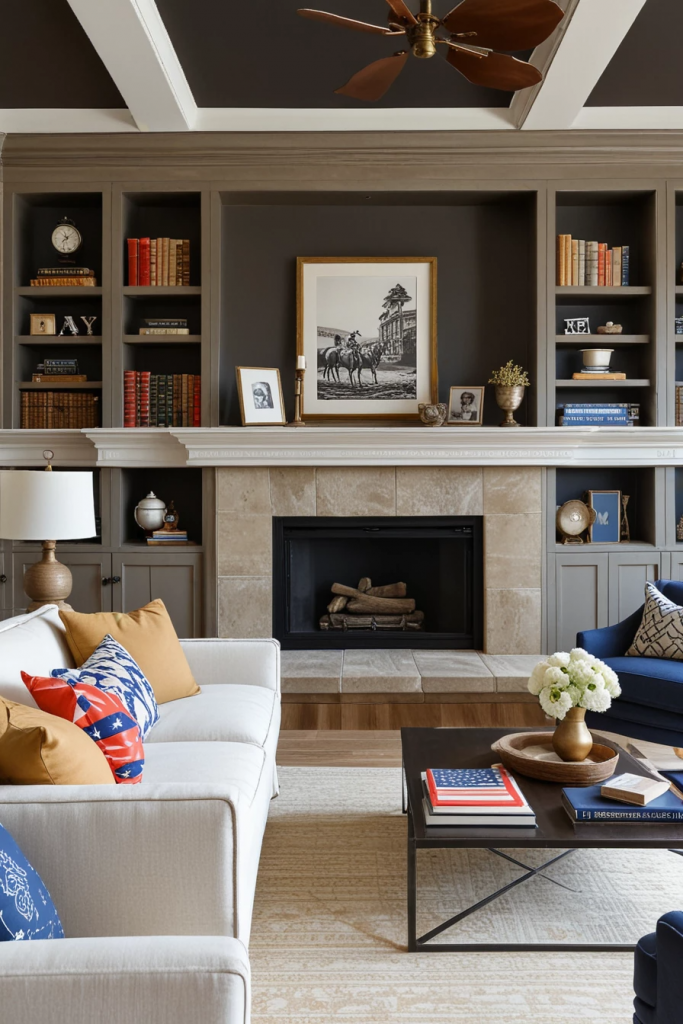 Patriotic Charm Meets Retro Comfort: 65 Vintage-Inspired 4th Of July Living Room Ideas