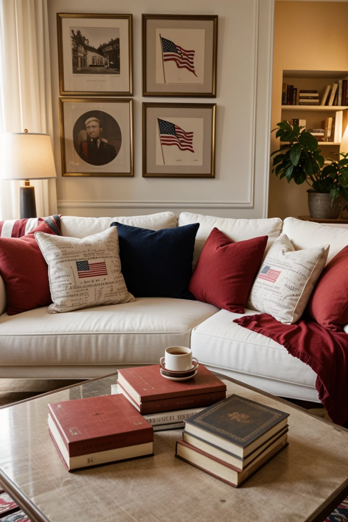 Patriotic Charm Meets Retro Comfort: 65 Vintage-Inspired 4th Of July Living Room Ideas