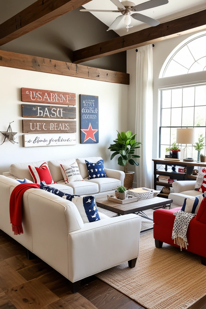 Living Loud in Liberty: 61 Unconventional Americana Decor Ideas for the 4th of July Living Room