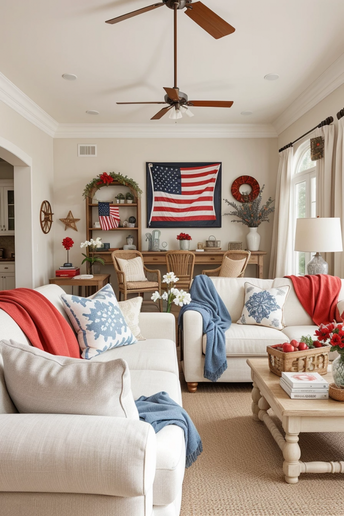Red, White, And Beachy: 63 Breezy Coastal Living Rooms Decked For The Fourth