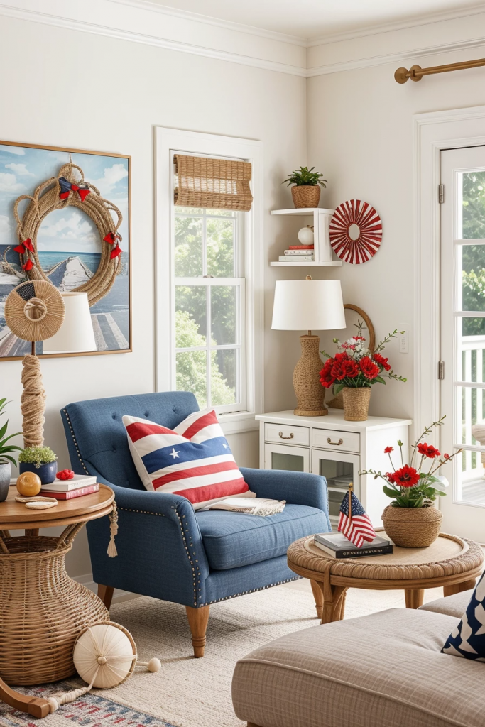 Red, White, And Beachy: 63 Breezy Coastal Living Rooms Decked For The Fourth