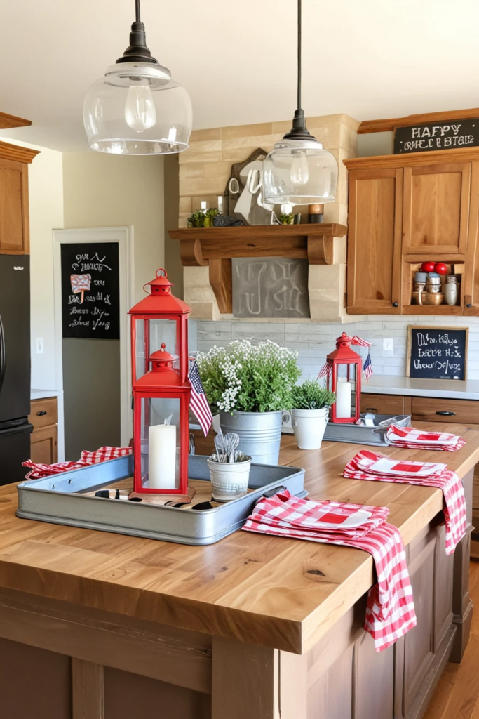 Fireworks At The Heart Of The Home: 63 Festive Kitchen Island Decorations For Independence Day